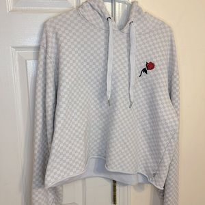CHECKERED CROPPED HOODIE